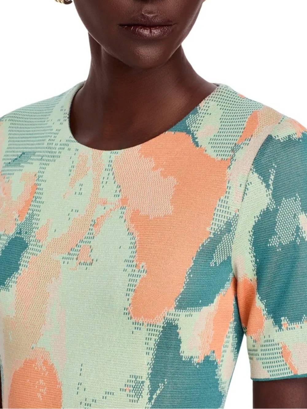 Misook Womens Short Sleeve Midi Dress Pattern Colorful Dress Size L - Picture 4 of 5